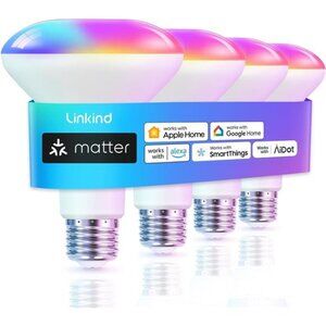 Linkind Matter Smart Light Bulb, BR30 Smart Bulbs, Recessed LED Color Changing